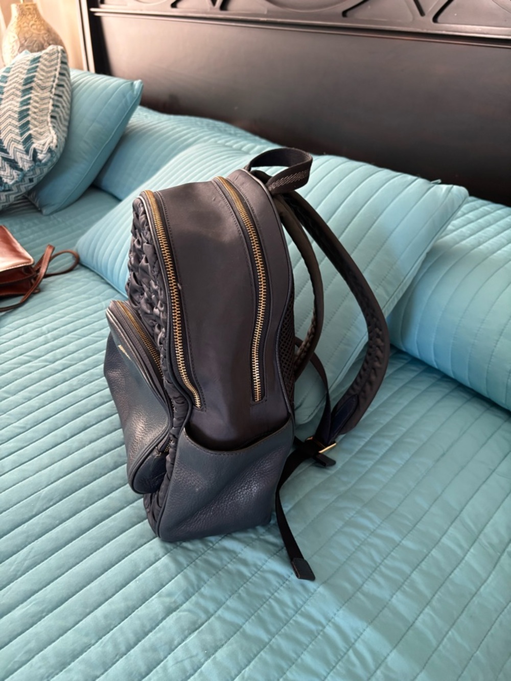 Coach Navy Blue Nylon Mini Backpack with Gold Hardware - Picture 2 of 4